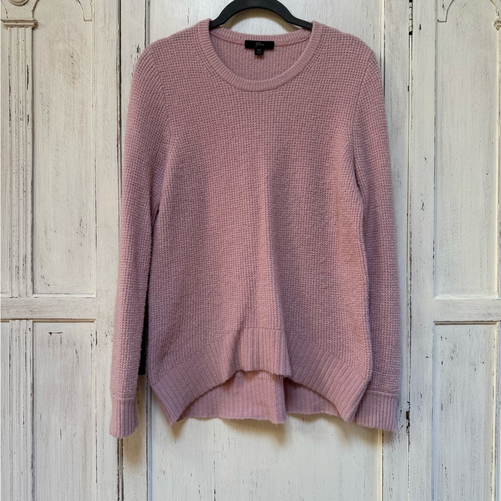 J. Crew Dusty Rose Crewneck Waffle Knit Sweater